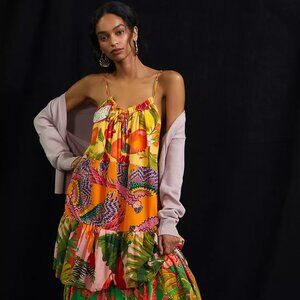 Farm Rio Tiered Halter Midi Dress (M)